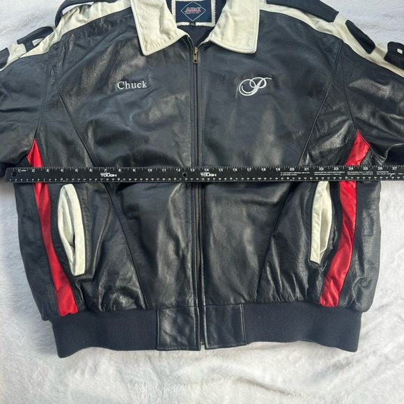 ABC Supply Company Jacket Mens 2XL Red White Blue Leather Motorcycle Custom - Picture 9 of 13